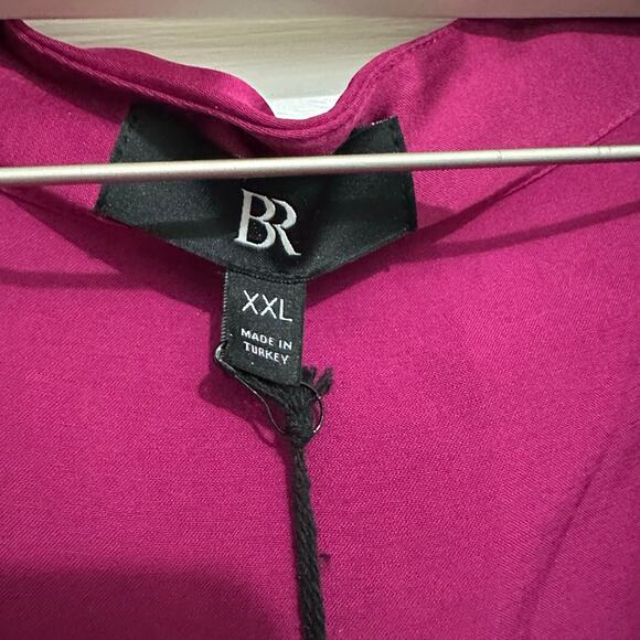 Banana Republic wrap, tunic blouse plus size 2X satin fuchsia pink - Picture 4 of 9